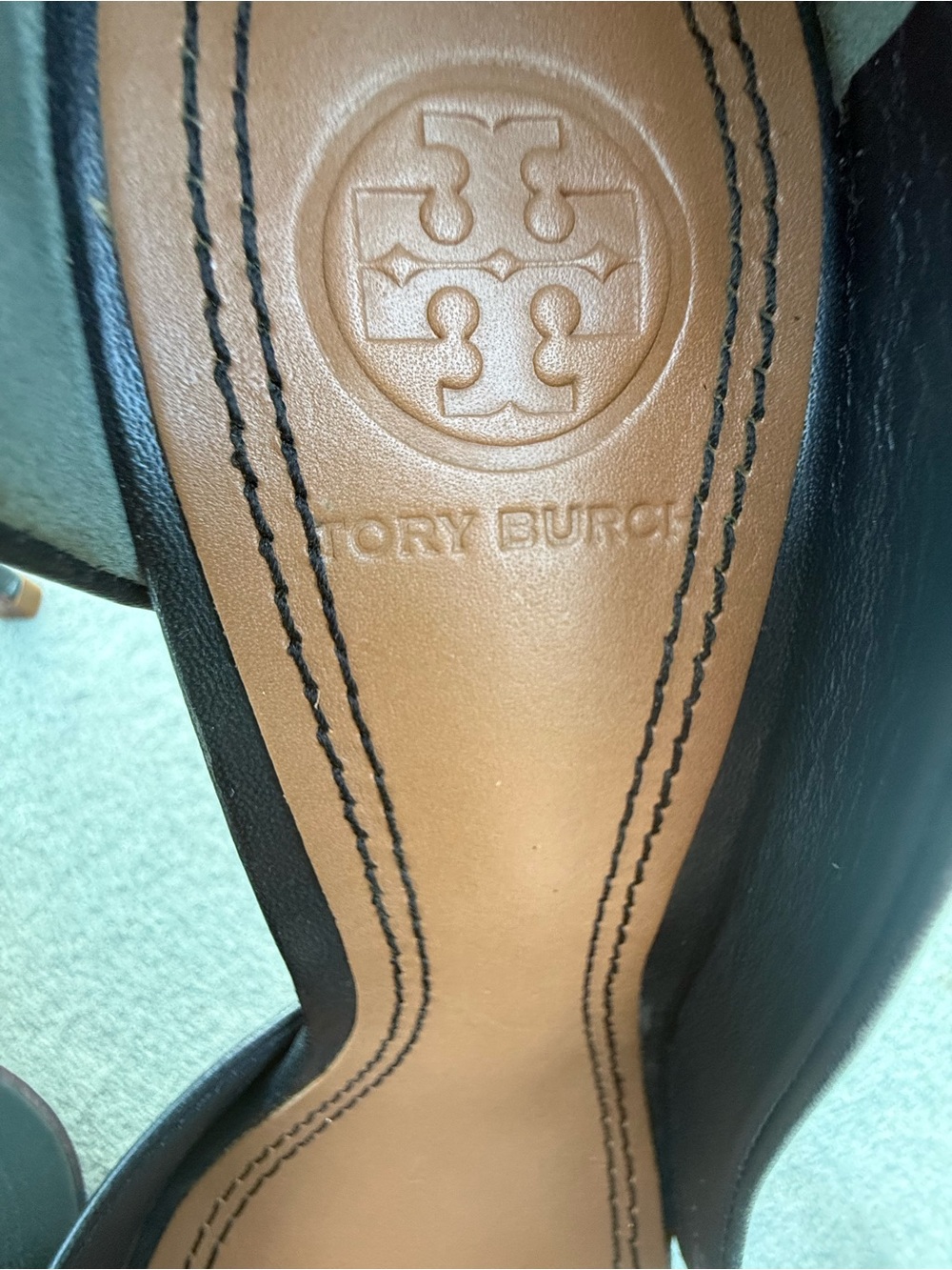 Tory Burch Black Peep-Toe leather women’s high heels shoes size 6.5 - Picture 3 of 8
